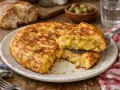 Une délicieuse tortilla de pommes de terre, prête à être dégustée. Une recette simple et savoureuse pour un repas parfait.