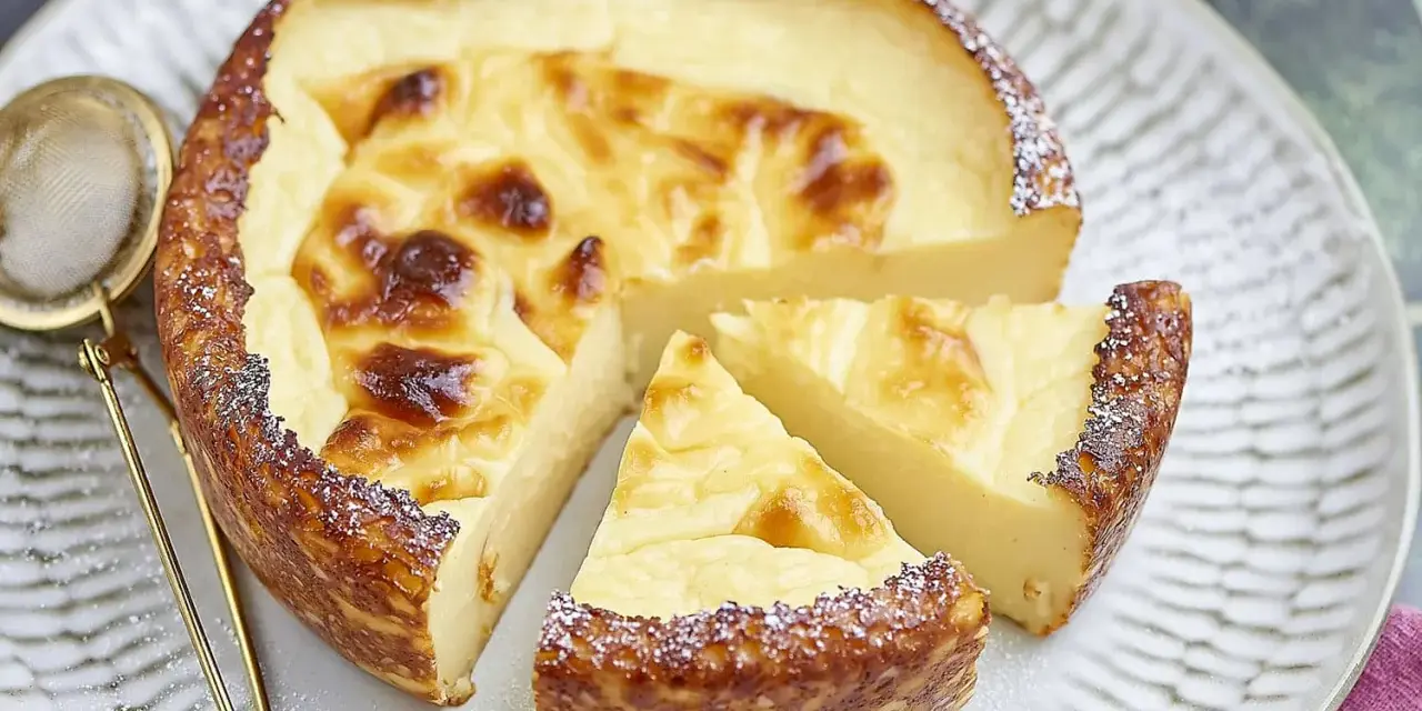 Un délicieux flan sans pâte, doré et crémeux, saupoudré de sucre glace. Parfait pour une recette facile et gourmande.