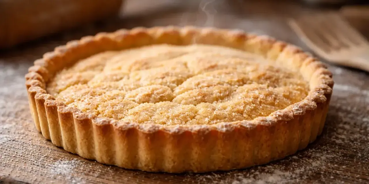 Tarte dorée sortant du four, prête à être dégustée. Une invitation à réaliser la recette pâte sablée traditionnelle.