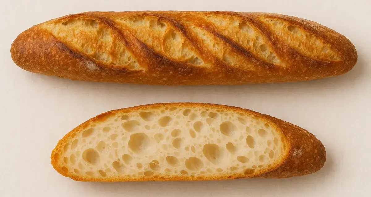 Baguette tradition parfaite, mie aérée et croûte dorée. Une recette digne d'un cap boulangerie.