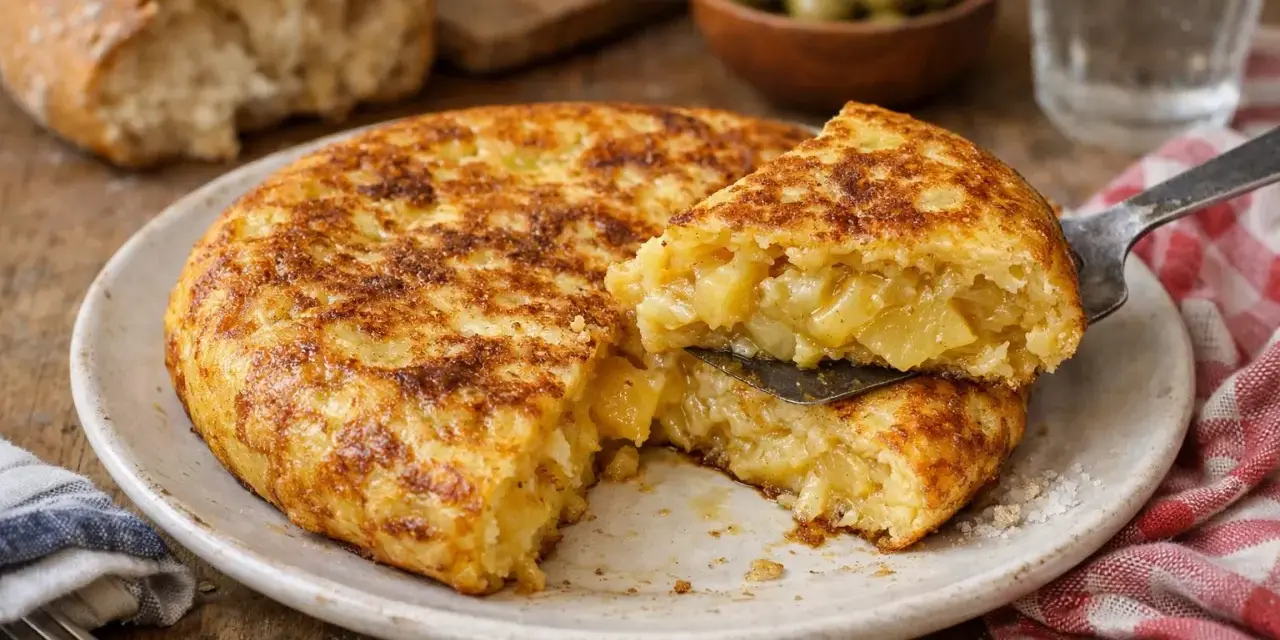 Une délicieuse tortilla de pommes de terre, prête à être dégustée. Une recette simple et savoureuse pour un repas parfait.