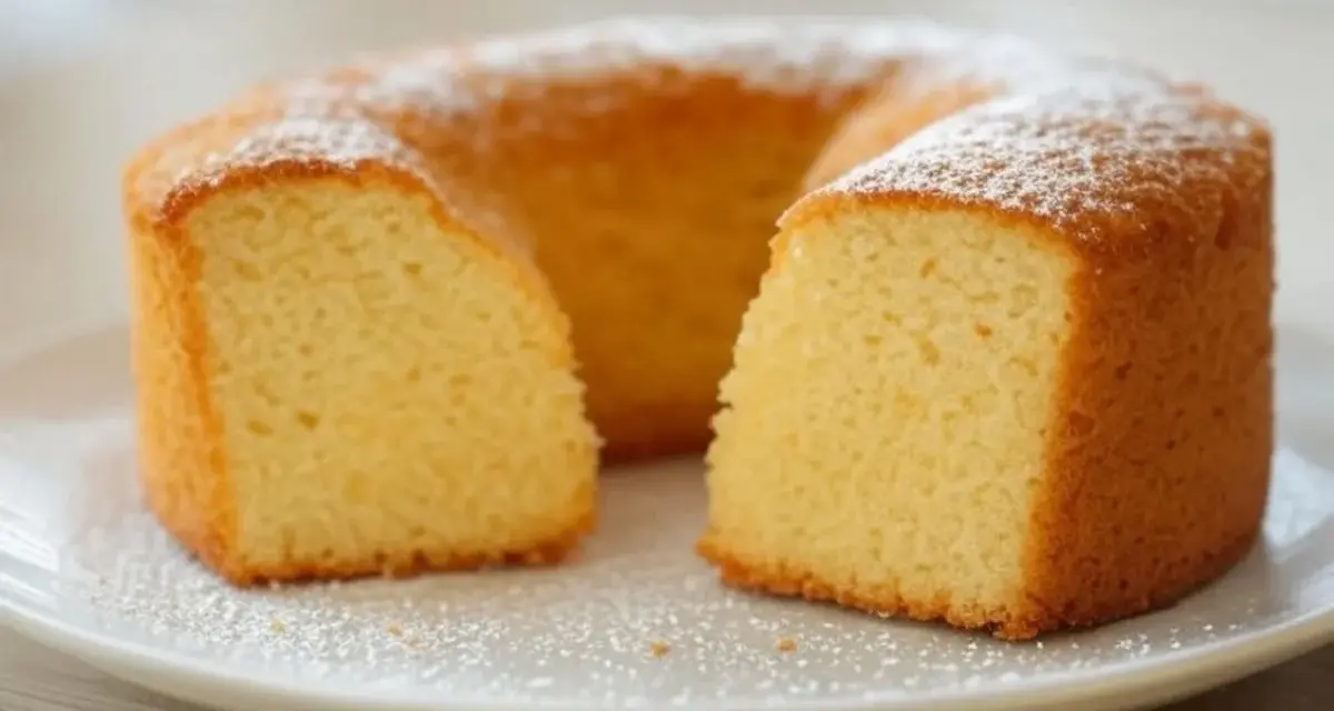 Gâteau moelleux en forme de couronne, saupoudré de sucre glace. Un délicieux dessert sans oeuf, parfait pour toutes les occasions.