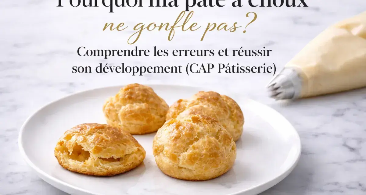 Pâte à choux ratée ? Comprendre les erreurs pour réussir son développement, une fiche technique CAP Pâtisserie.