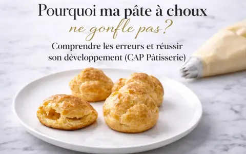 Pâte à choux ratée ? Comprendre les erreurs pour réussir son développement, une fiche technique CAP Pâtisserie.