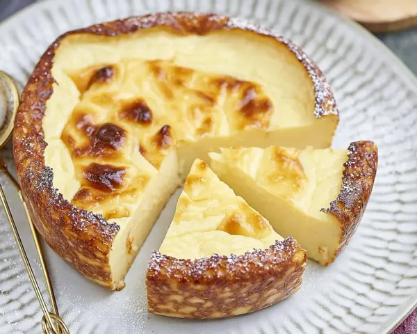 Un délicieux flan sans pâte, doré et crémeux, saupoudré de sucre glace. Parfait pour une recette facile et gourmande.