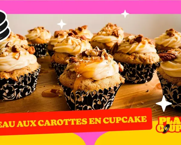 Douceurs de cupcake carotte, nappées de glaçage crémeux et de noix caramélisées. Un vrai plaisir gourmand !