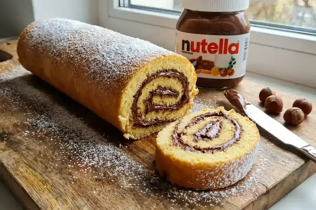 Un d&eacute;licieux g&acirc;teau roul&eacute; &agrave; la Nutella, saupoudr&eacute; de sucre glace. Une recette g&acirc;teau roul&eacute; facile pour un go&ucirc;ter gourmand.